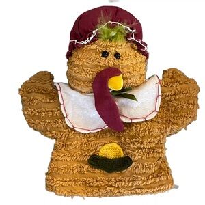 Vintage Turkey Chenille Hand Puppet Thanksgiving Holiday Gobble Mother Girl